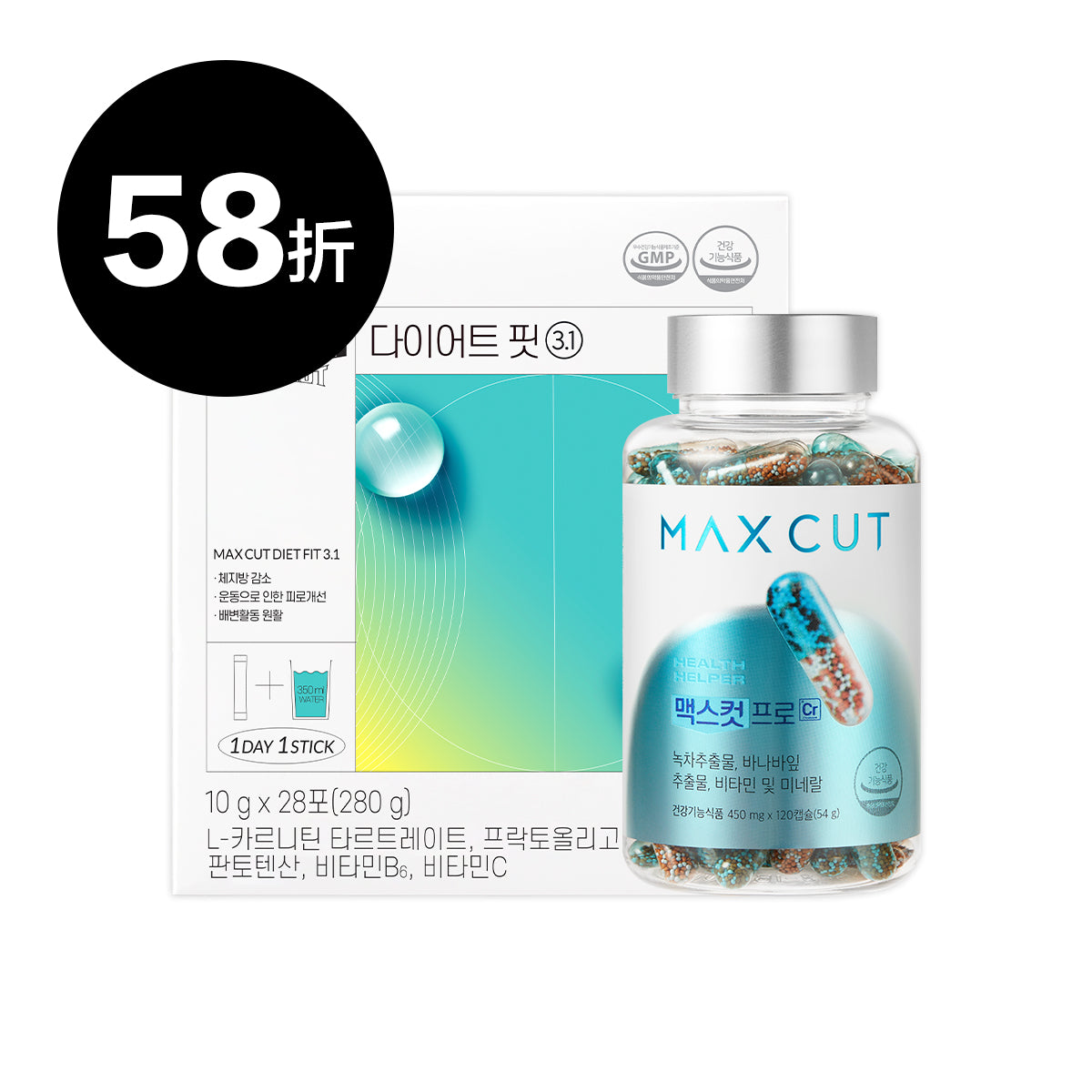 劉力穎 ✕ MAXCUT 小綠水28入*1盒  + 阻脂膠囊Cr 120入*1盒